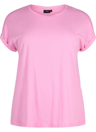 Kurzärmeliges T-Shirt aus einer Baumwollmischung, Rosebloom, Packshot image number 0