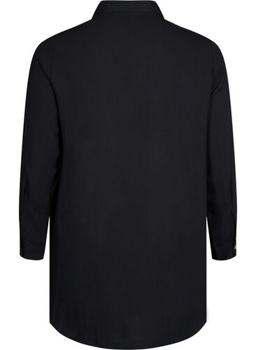 Langes einfarbiges Hemd aus Viskose, Black, Packshot image number 1