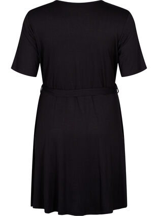 Wickelkleid aus Viskose mit kurzen Ärmeln, Black, Packshot image number 1