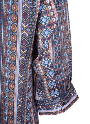 Bluse mit Print und 3/4-Ärmeln, Brown Blue Ethnic, Packshot image number 3