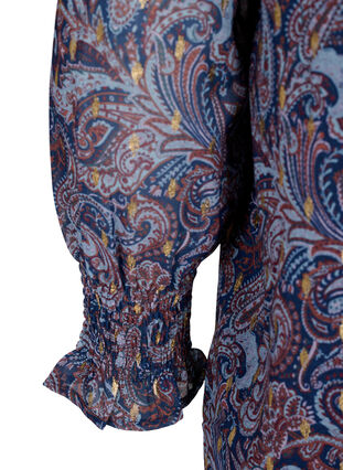 Paisley-Bluse mit langen Ärmeln und V-Ausschnitt, Blue Paisley AOP, Packshot image number 3