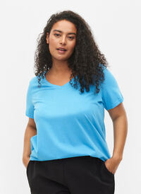 2er-Pack basic T-Shirts aus Baumwolle, Bonnie Blue/Black, Model