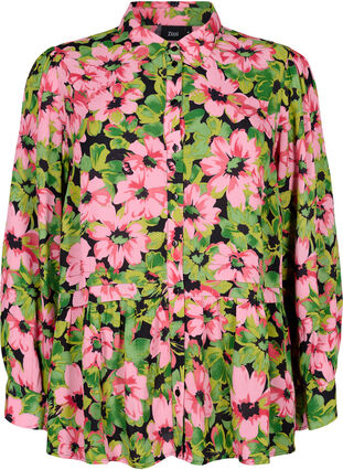 Hemd mit Blumenmuster aus Viskose, Pink G. Flower AOP, Packshot image number 0