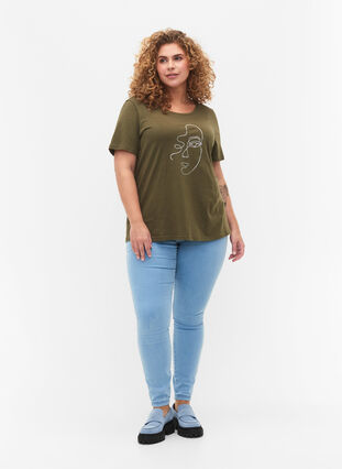 T-Shirt mit Glitzerprint aus Baumwolle, Ivy G. Shimmer Face, Model image number 2