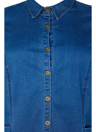 Hemdblusenkleid aus Denim mit 3/4-Ärmeln, Blue denim, Packshot image number 2