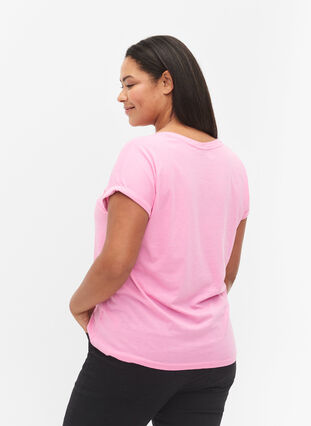 Kurzärmeliges T-Shirt aus einer Baumwollmischung, Rosebloom, Model image number 1