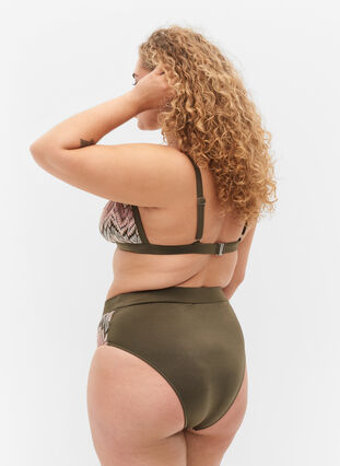 Gemusterte Bikini-Tai-Hose mit hoher Taille, Beech AOP, Model image number 1
