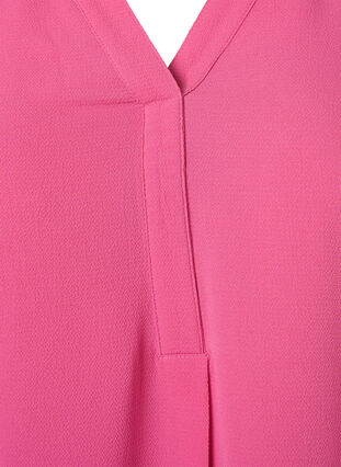 Unifarbene Bluse mit V-Ausschnitt, Shocking Pink, Packshot image number 2