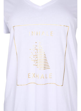 Trainings-T-Shirt aus Baumwolle mit Aufdruck, White w. inhale logo, Packshot image number 2